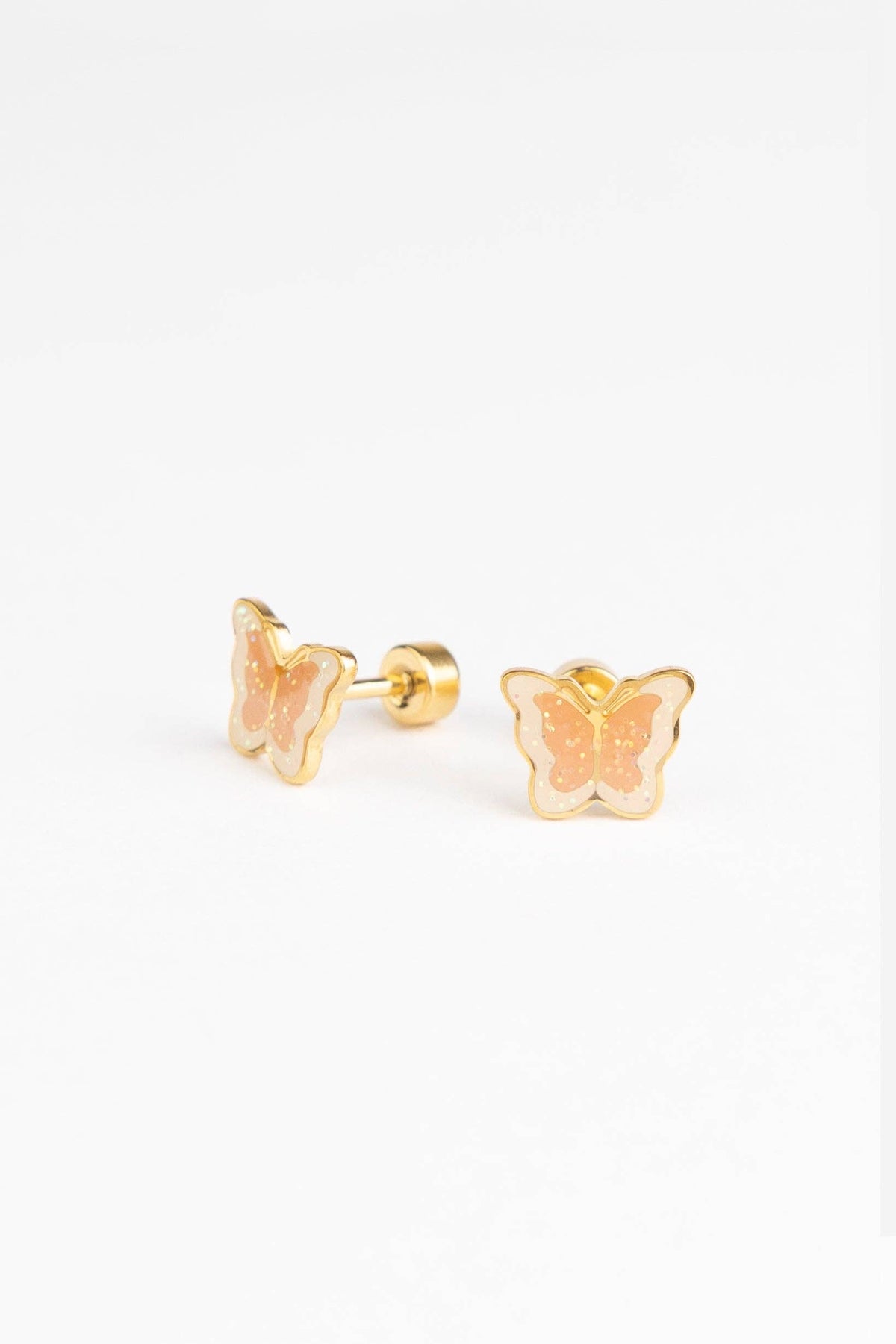 Boucles d'oreilles clous - Papillon scintillant