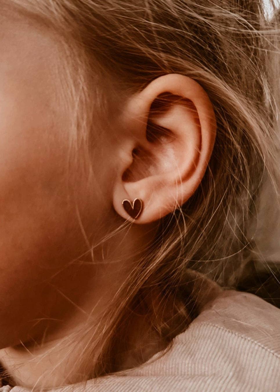 Boucles d'oreilles clous - Cœur organique